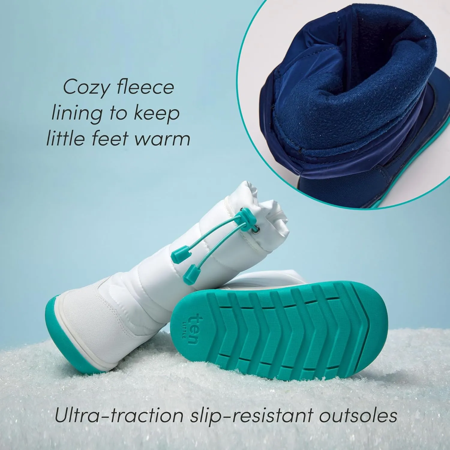 Ten Little Toddler Snow Boots for Boys & Girls, Waterproof, Insulated, Slip Resistant Winter Boots with Hook and Loop Closure for Kids