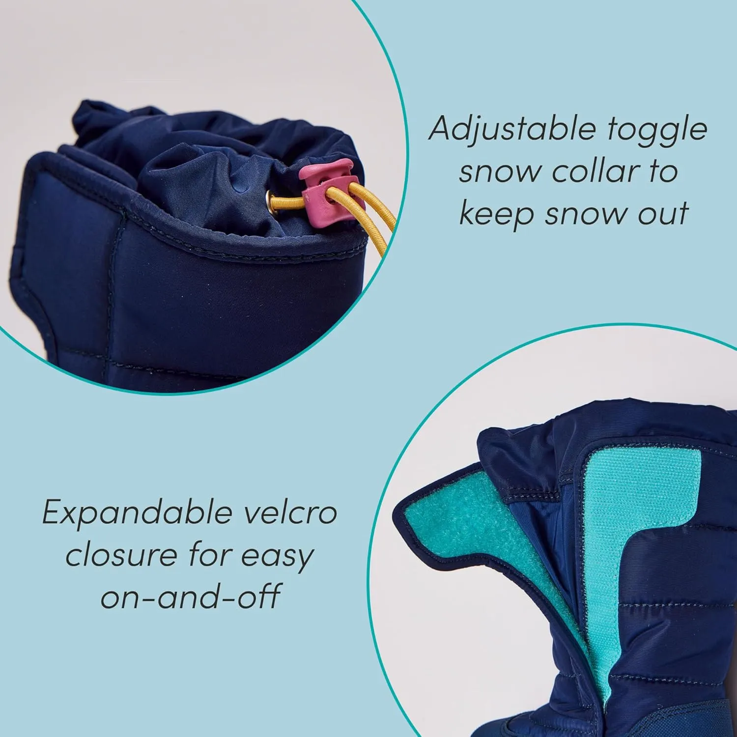 Ten Little Toddler Snow Boots for Boys & Girls, Waterproof, Insulated, Slip Resistant Winter Boots with Hook and Loop Closure for Kids