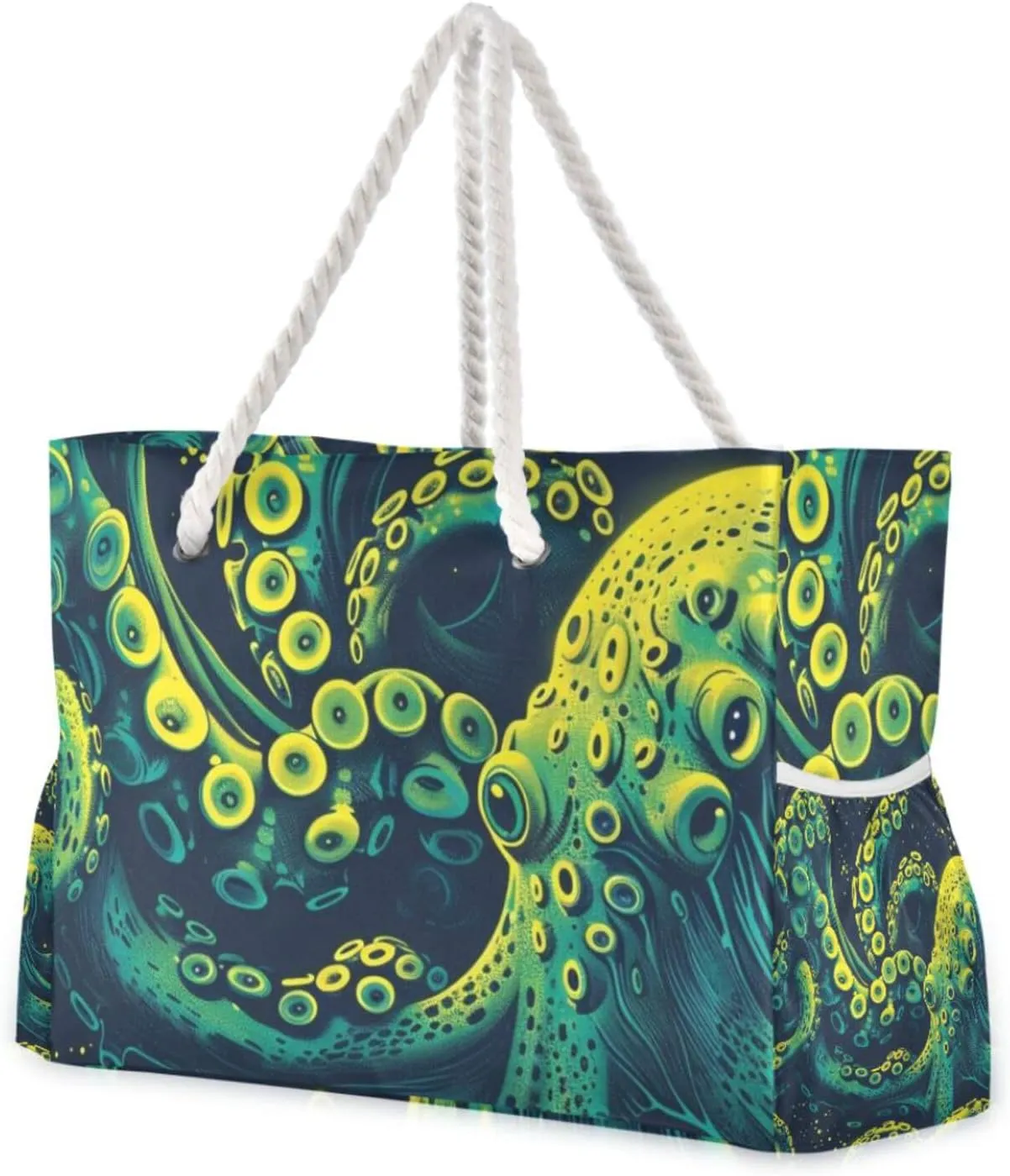 Texture animal sea Neon Green Portable Duffel Bags For Traveling with side pocketes Tote Bag Women for beach&school&work