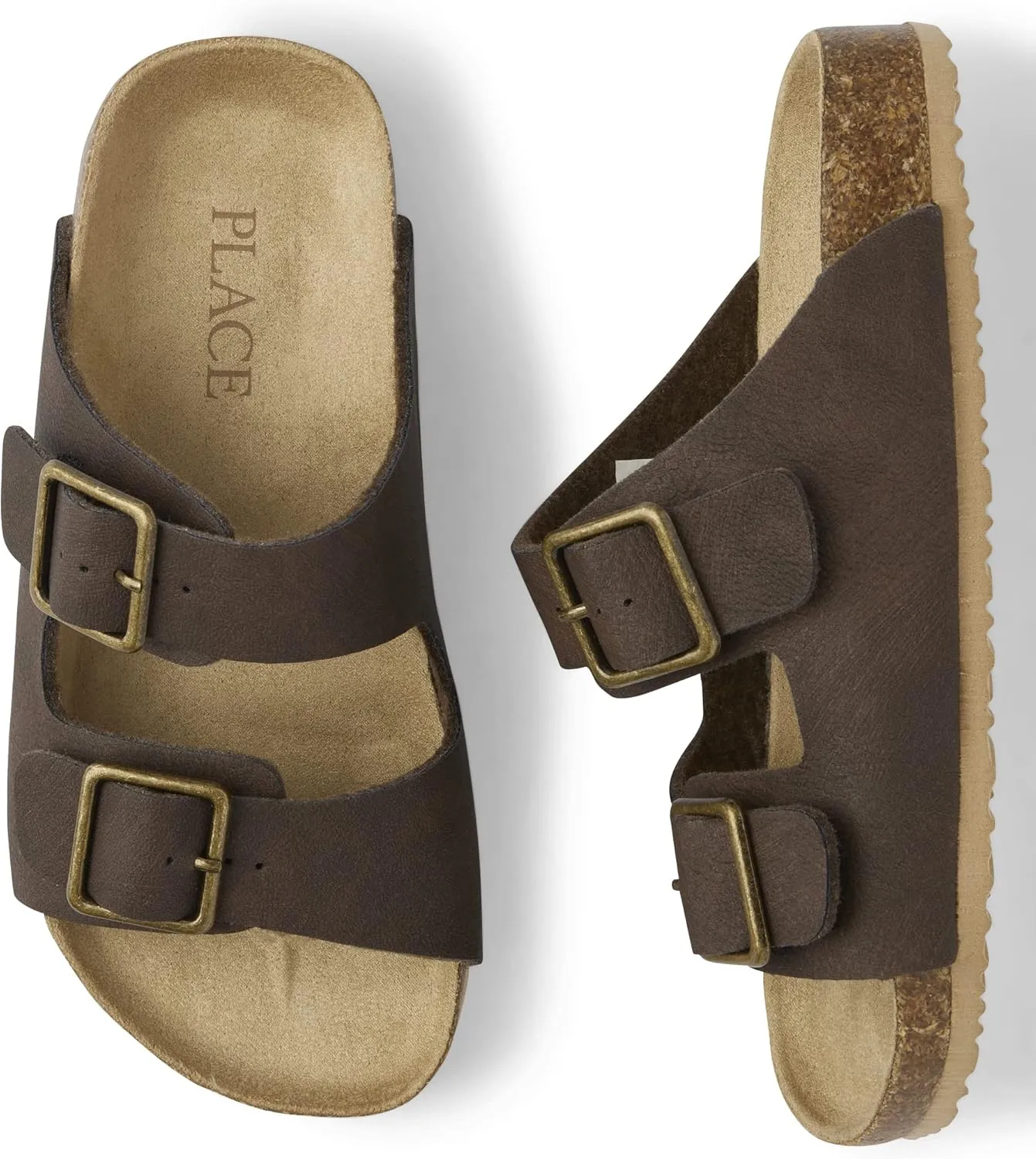The Children's Place Boy's Casual Slip on Double Buckle Slide Sandals