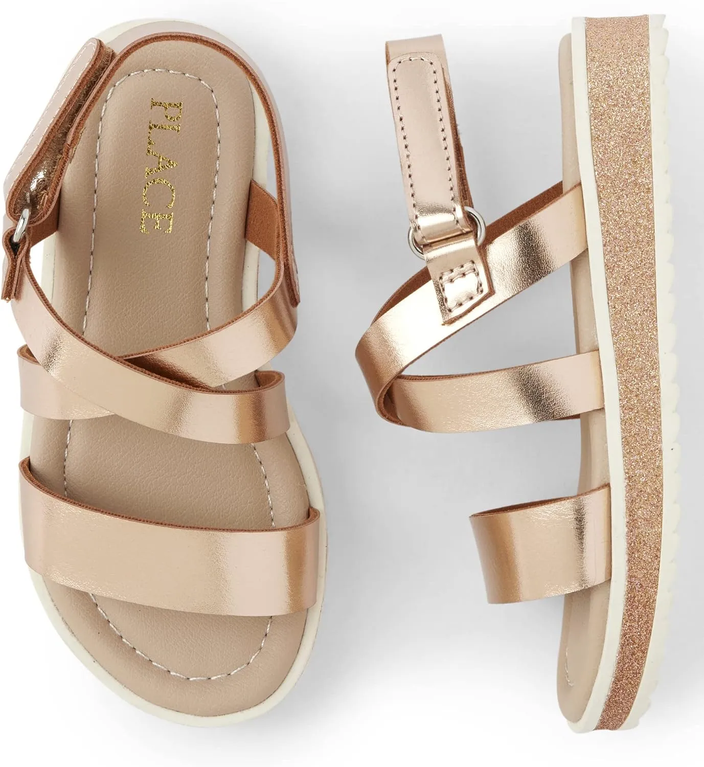 The Children's Place Girl's Baby Toddler Platform Sandals with Adjustable Ankle Strap