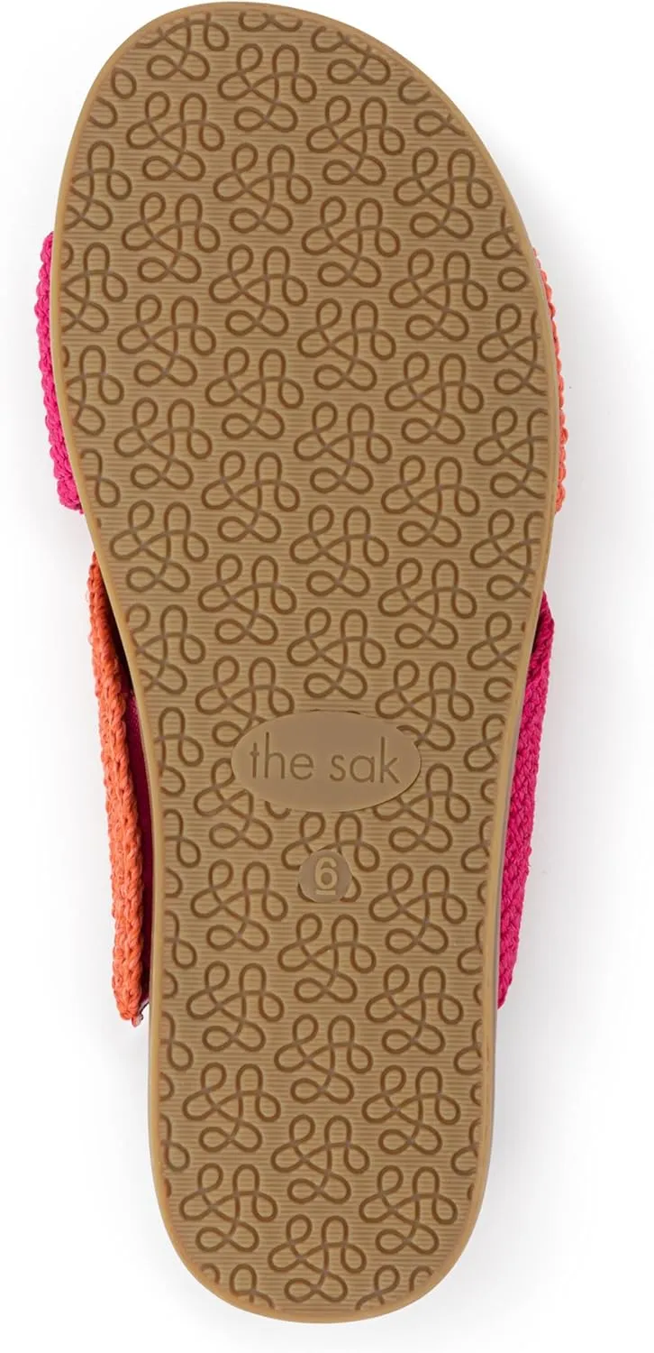 The Sak Penelope Slide Sandal - Women's Flat Fashion Slides with Soft Cushion Sole -Hand Crochet Slip On Sandals For Everyday