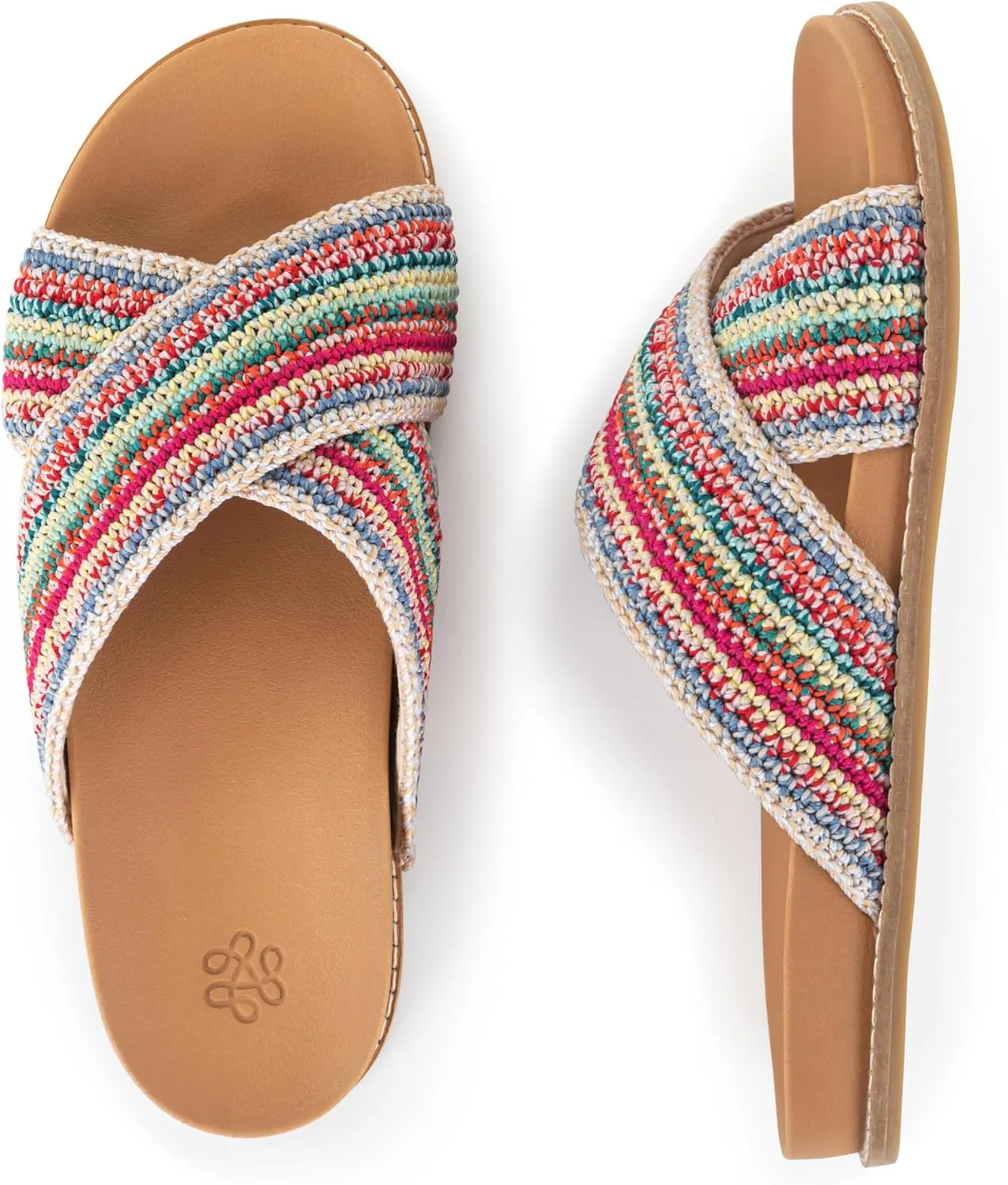 The Sak Penelope Slide Sandal - Women's Flat Fashion Slides with Soft Cushion Sole -Hand Crochet Slip On Sandals For Everyday