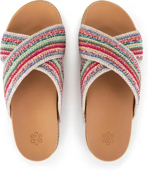 The Sak Penelope Slide Sandal - Women's Flat Fashion Slides with Soft Cushion Sole -Hand Crochet Slip On Sandals For Everyday