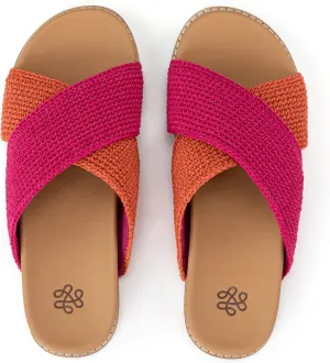 The Sak Penelope Slide Sandal - Women's Flat Fashion Slides with Soft Cushion Sole -Hand Crochet Slip On Sandals For Everyday