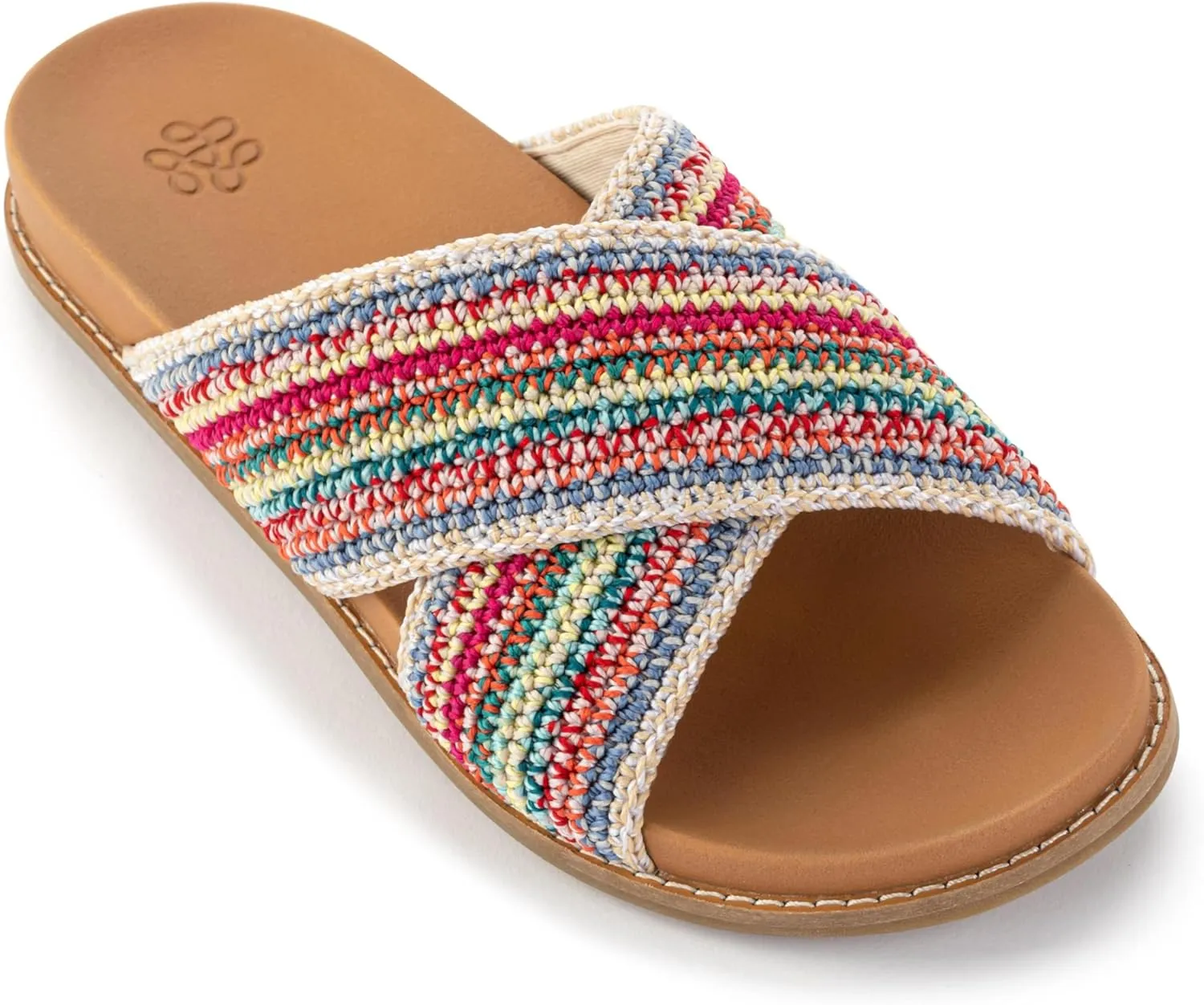 The Sak Penelope Slide Sandal - Women's Flat Fashion Slides with Soft Cushion Sole -Hand Crochet Slip On Sandals For Everyday