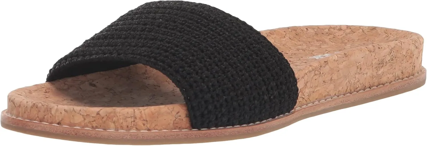 The SAK Women's Mendocino Slide Crochet, Slip On Sandals, Summer Open Toe Shoes, Black, 6