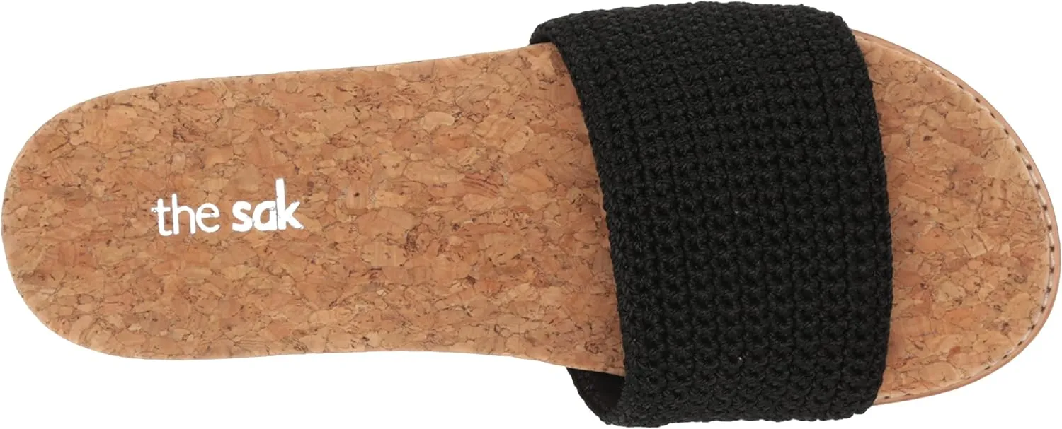 The Sak Women's Mendocino Slide Crochet, Slip On Sandals, Summer Open Toe Shoes