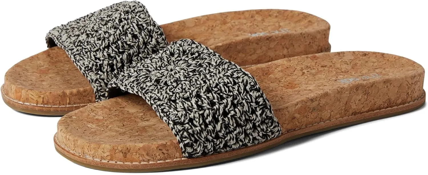 The Sak Women's Mendocino Slide Crochet, Slip On Sandals, Summer Open Toe Shoes