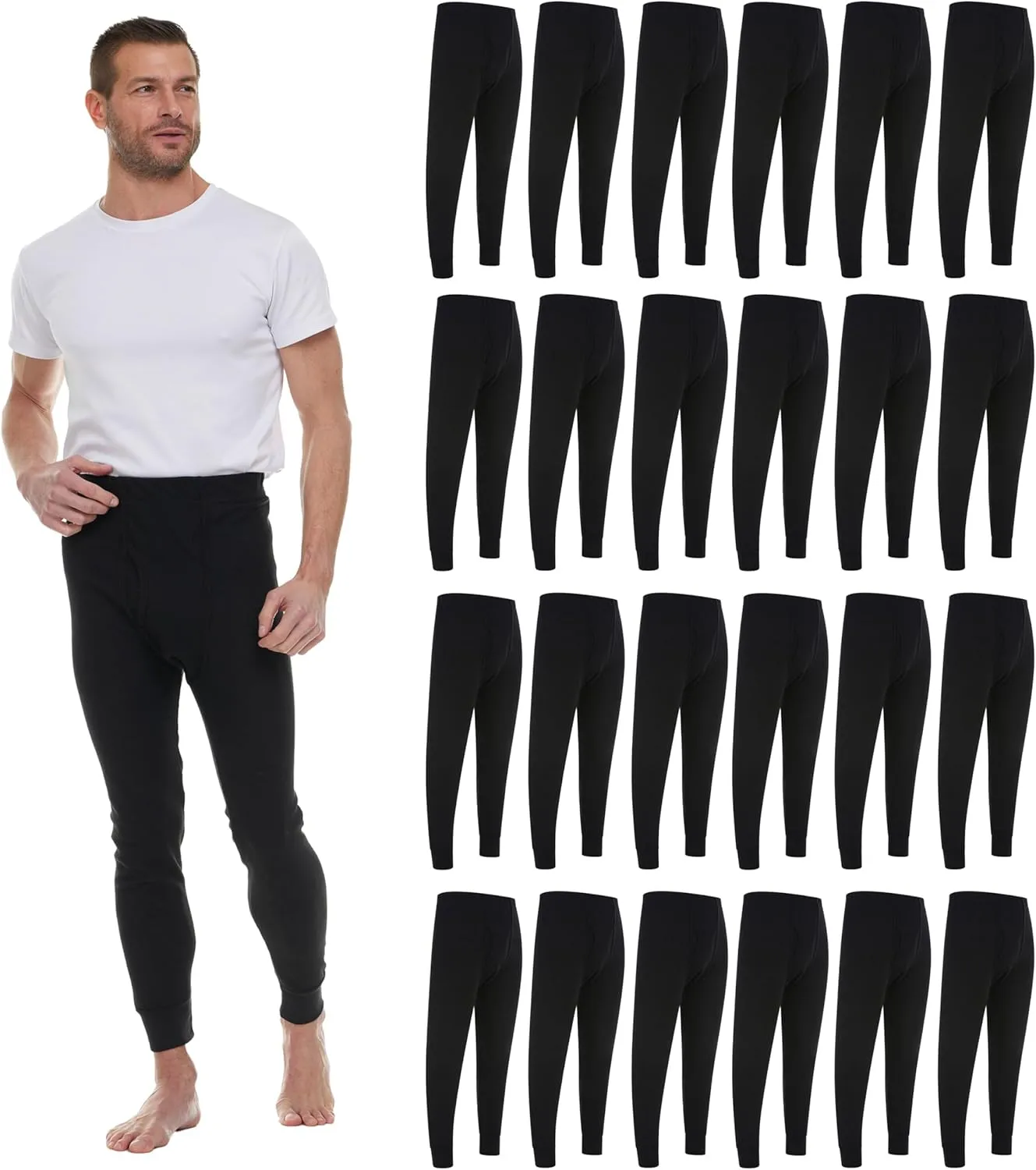 Thermal Pants for Men, Long Johns Mens Underwear Bulk Wholesale, Cotton, Solid Colors, Shelter Donations