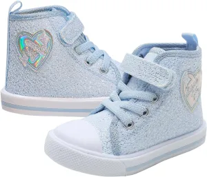 Toddler Girls Sneakers Kids High Top Casual Canvas Shoes with Sparkle Color Change Flipping Sequins