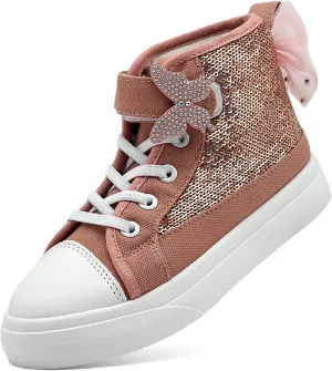 Toddler Sneakers for Girls Boys Fashion Canvas High Tops Butterfly Sequins Shoes Kids Casual Walking Shoes