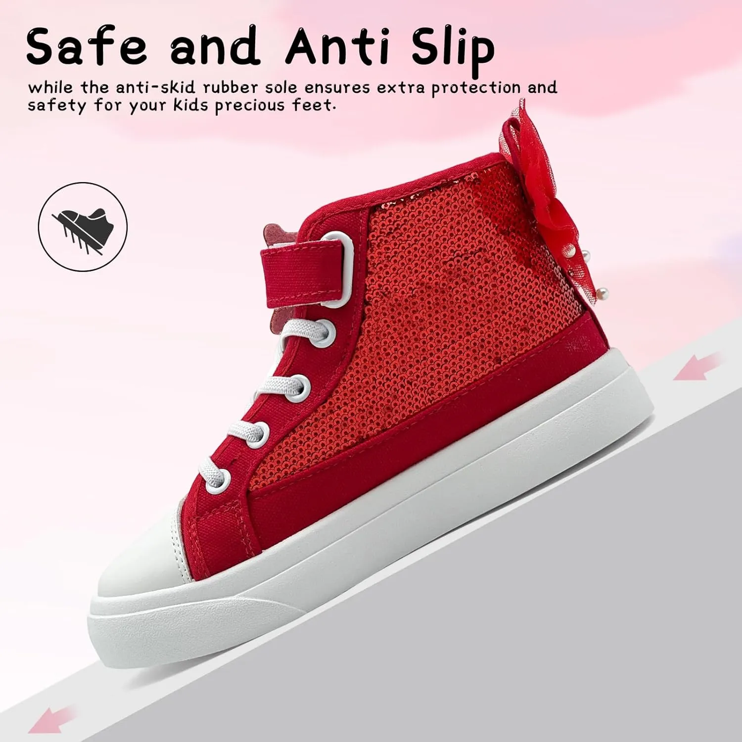 Toddler Sneakers for Girls Boys Fashion Canvas High Tops Butterfly Sequins Shoes Kids Casual Walking Shoes