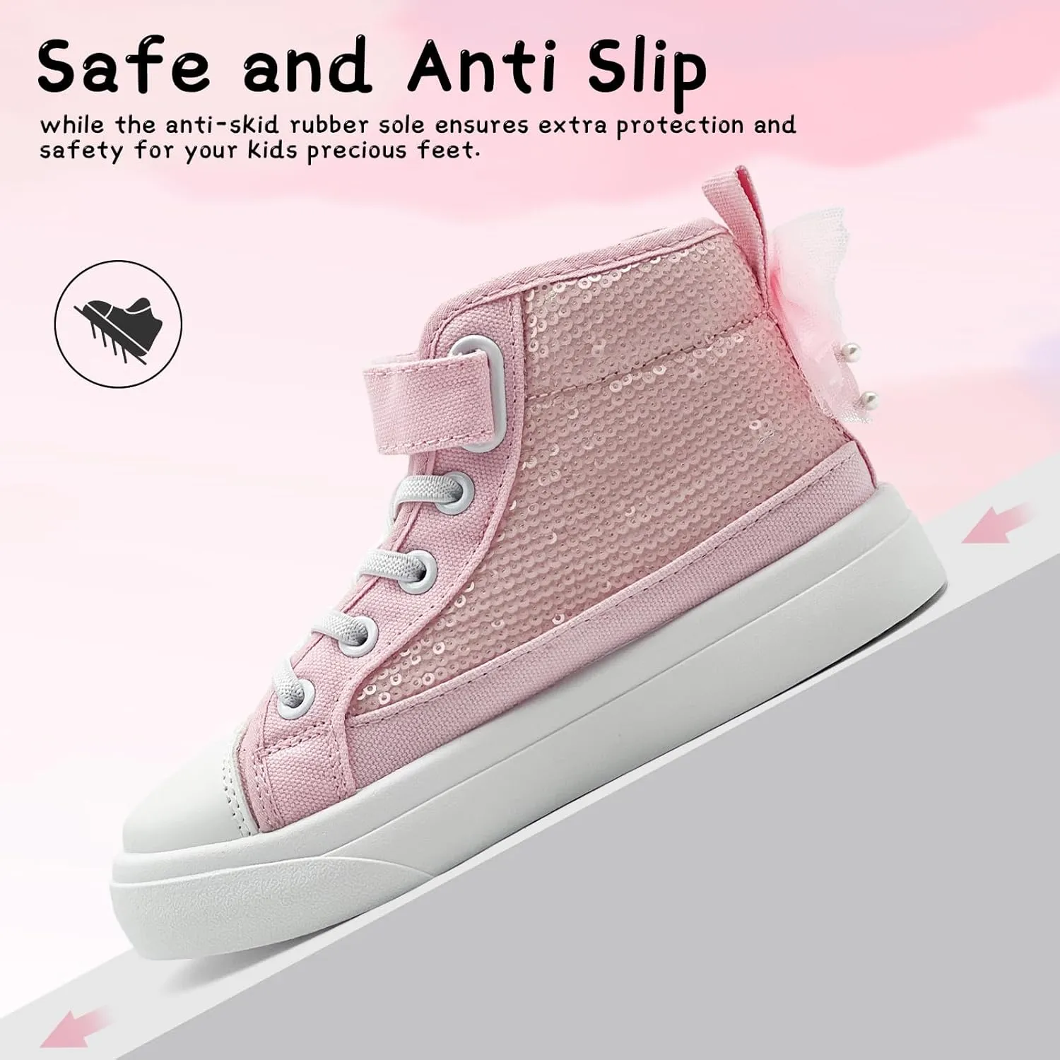 Toddler Sneakers for Girls Boys Fashion Canvas High Tops Butterfly Sequins Shoes Kids Casual Walking Shoes