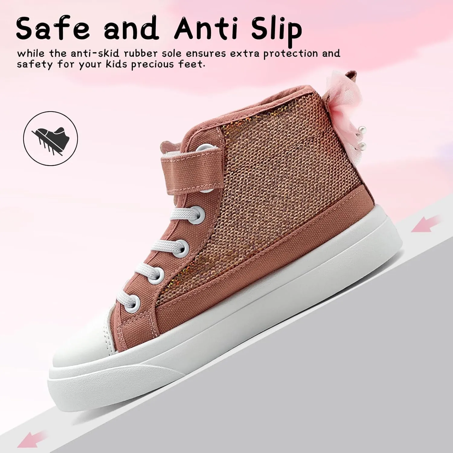 Toddler Sneakers for Girls Boys Fashion Canvas High Tops Butterfly Sequins Shoes Kids Casual Walking Shoes