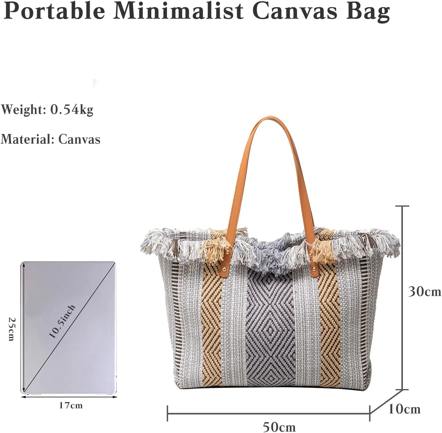 Tote Bag for Women Cute Canvas Shoulder Bag Summer Vibe Beach Bag Casual Handbag Bohemian Hobo Bag with Tassels