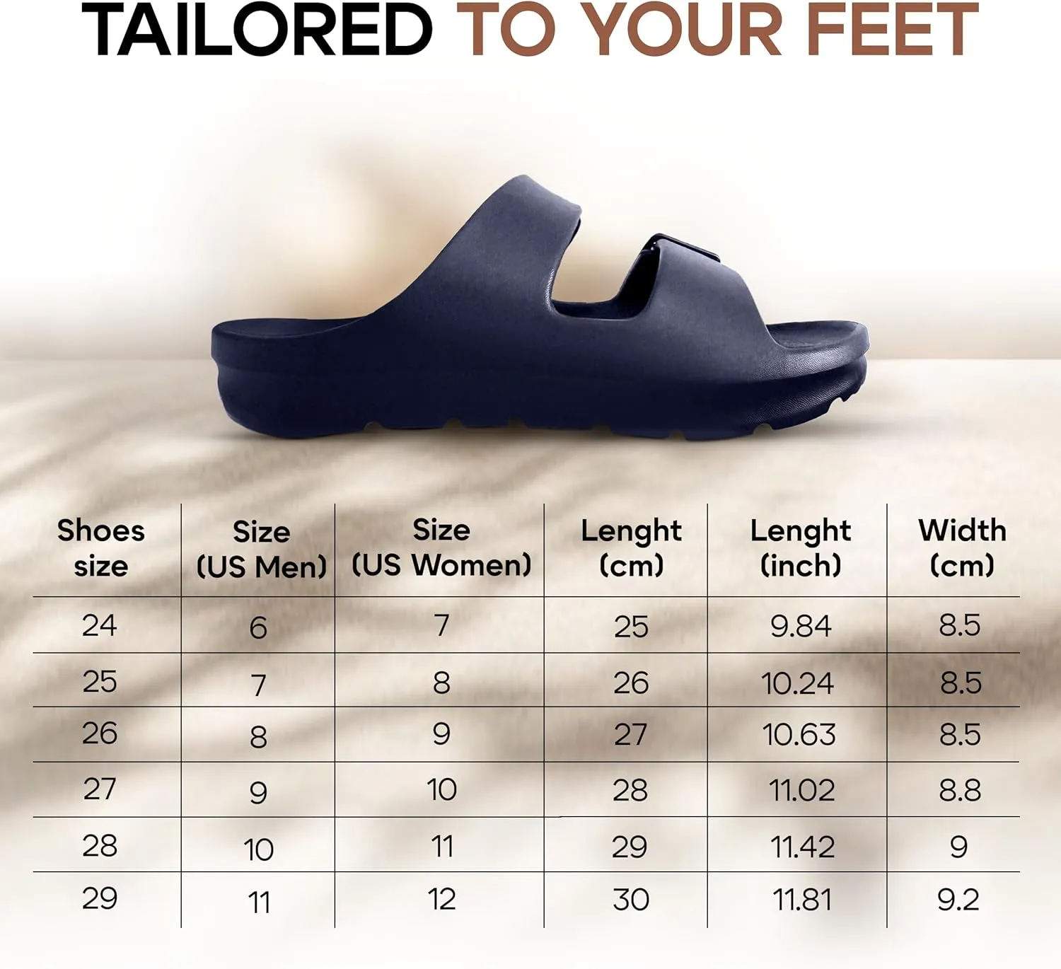 Trailvia Dress Black Sandals Men Open Toe Flip Flop, Comfortable Beach Slippers Durable Waterproof EVA Flat Slides with Adjustable Buckle, Non-Slip Footbed & Arch Support for Walking Hiking Outdoor, Footbed Size Men 6-11 Women 7-12