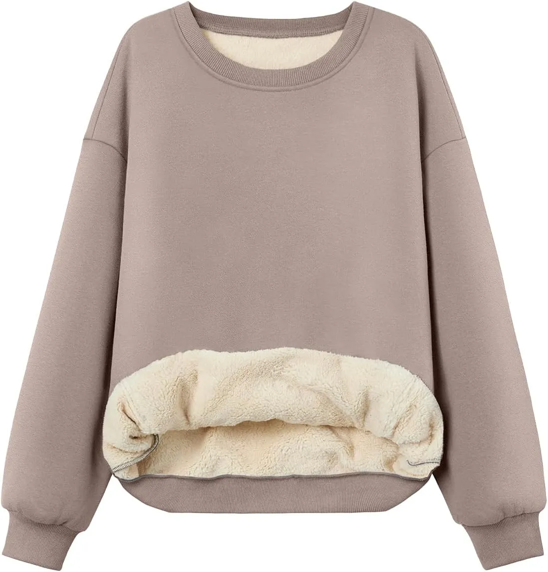 Trendy Queen Women's Winter Fleece Sherpa Lined Sweatshirts 2025 Crewneck Long Sleeve Pullover Hoodies Outfits Clothes