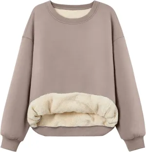 Trendy Queen Women's Winter Fleece Sherpa Lined Sweatshirts 2025 Crewneck Long Sleeve Pullover Hoodies Outfits Clothes
