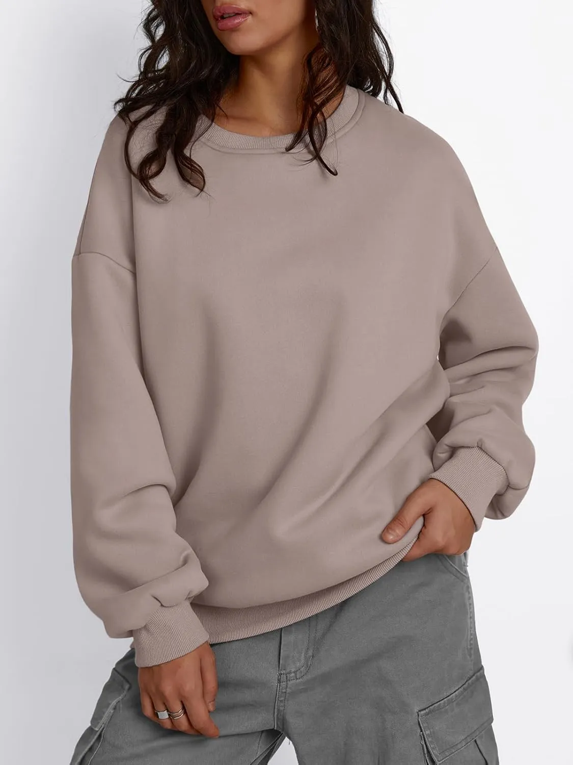 Trendy Queen Women's Winter Fleece Sherpa Lined Sweatshirts 2025 Crewneck Long Sleeve Pullover Hoodies Outfits Clothes