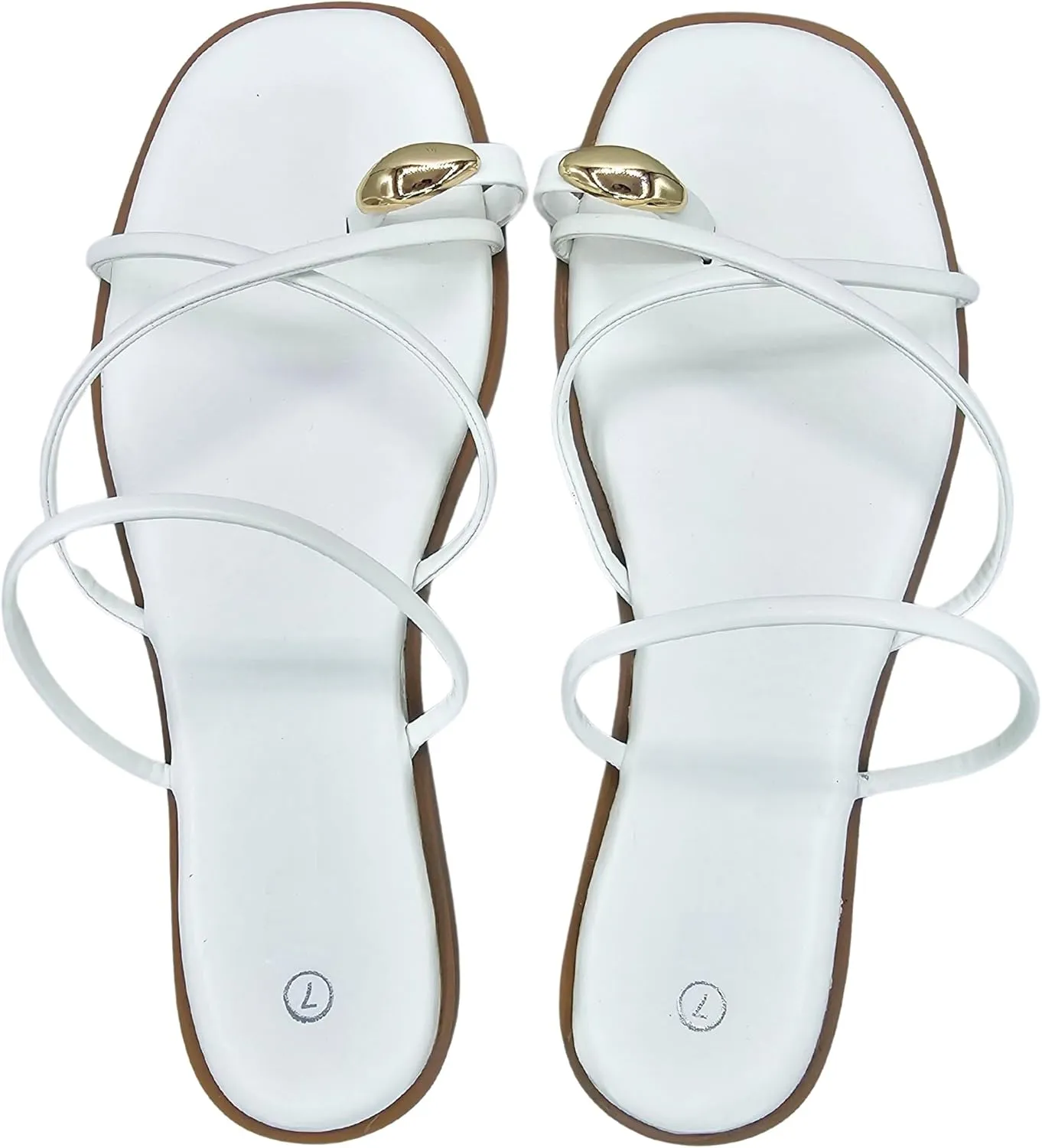 TruFox Women's Slide Sandals Flat Toe Ring Thongs with Cross Strap for Summer Slip On