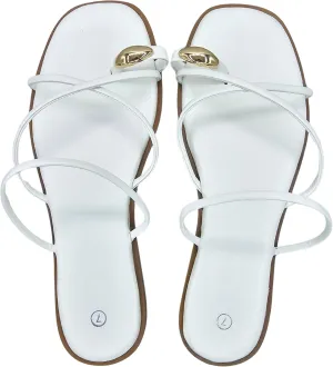 TruFox Women's Slide Sandals Flat Toe Ring Thongs with Cross Strap for Summer Slip On