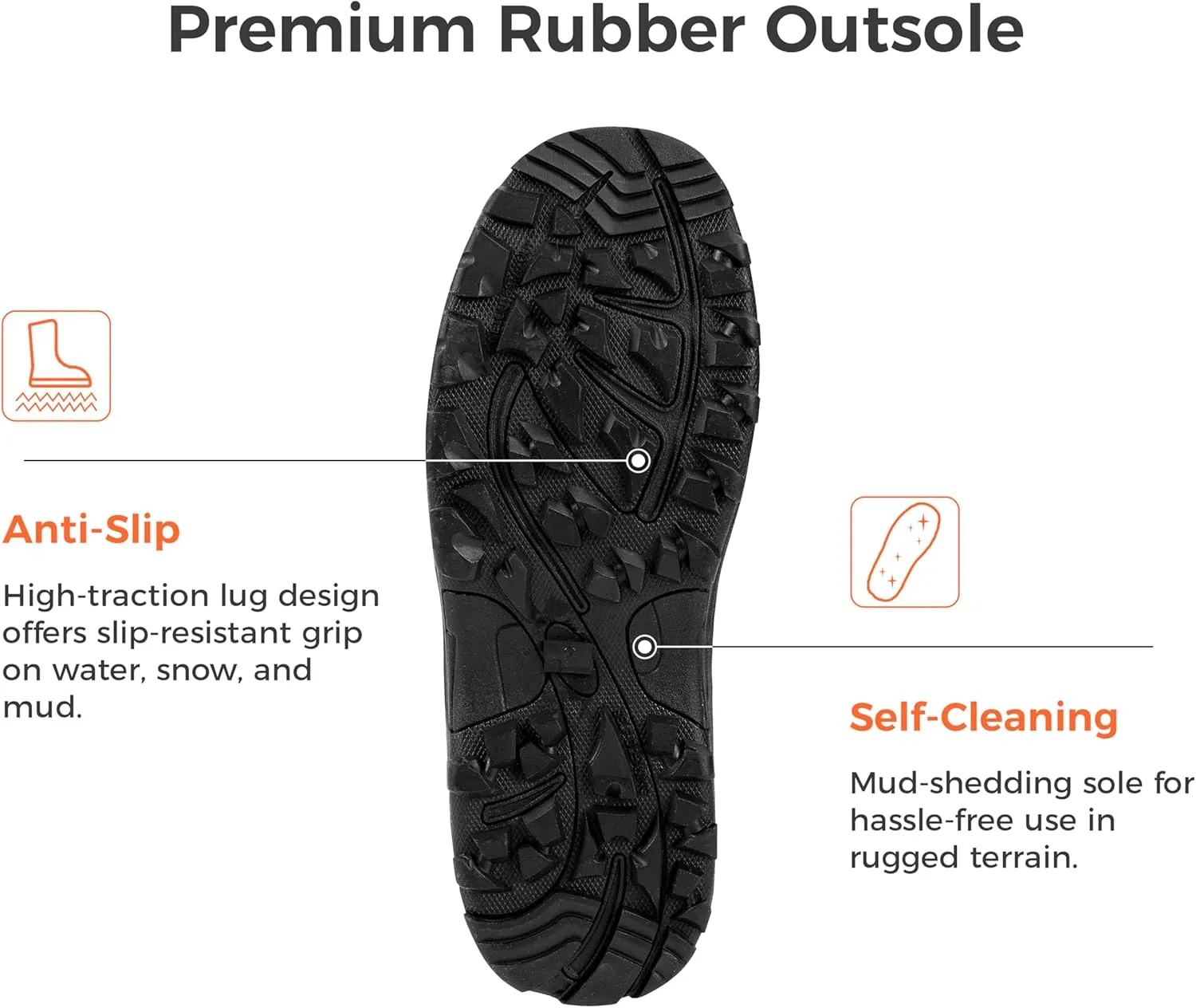 Ubon Men's Waterproof Neoprene Rain Boot Insulated Rubber Boots for Mud Work, Hunting, Fishing and Gardening with Adjustable Mid Calf
