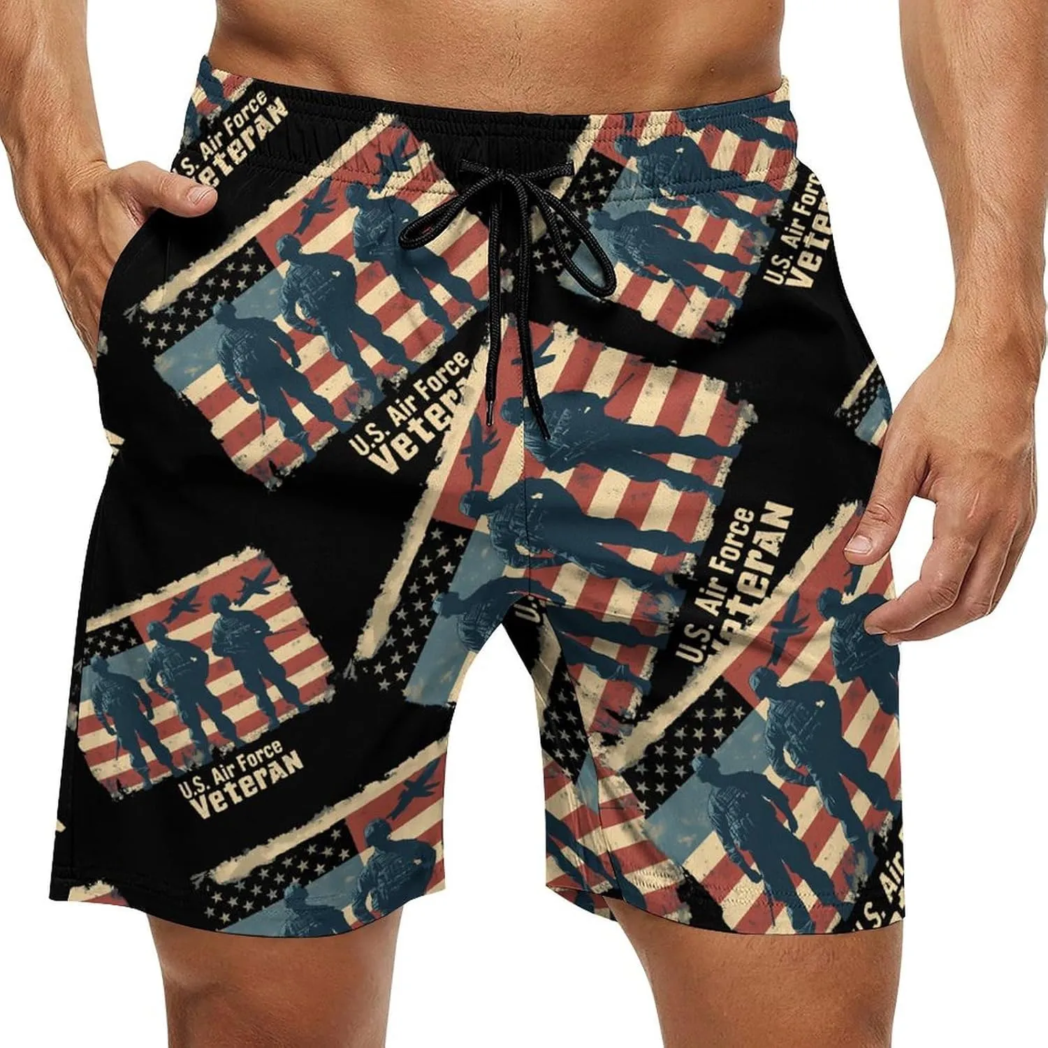 U.S Air-Force Army Men's Swim Trunks Casual Bathing Suit Board Shorts Hawaiian Beach Swimwear Swim Shorts