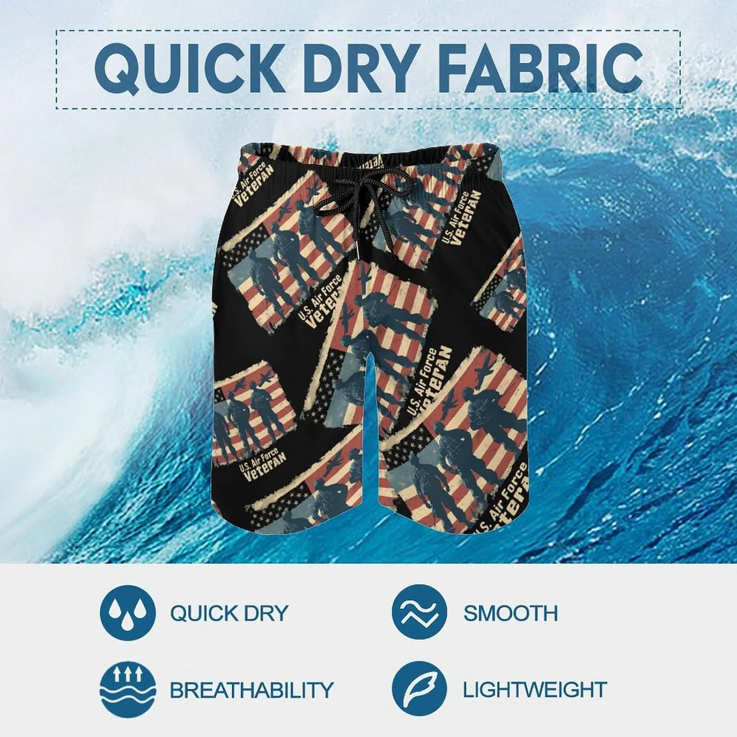 U.S Air-Force Army Men's Swim Trunks Casual Bathing Suit Board Shorts Hawaiian Beach Swimwear Swim Shorts