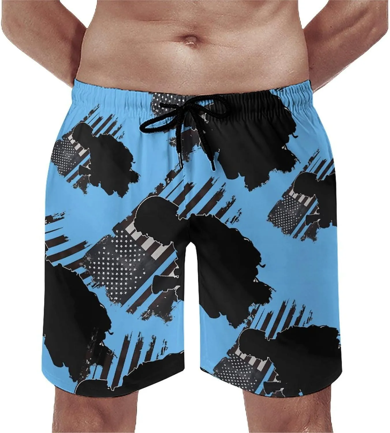 Us Flag Army Military Men's Swim Trunks Casual Bathing Suit Board Shorts Hawaiian Beach Swimwear Swim Shorts