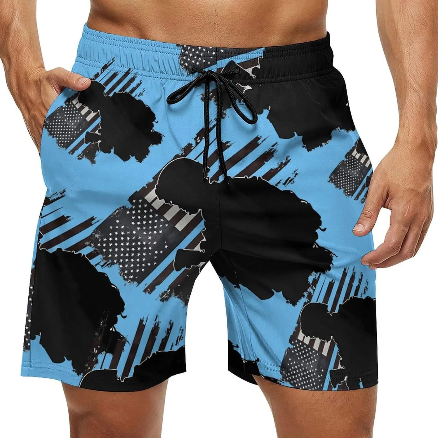 Us Flag Army Military Men's Swim Trunks Casual Bathing Suit Board Shorts Hawaiian Beach Swimwear Swim Shorts