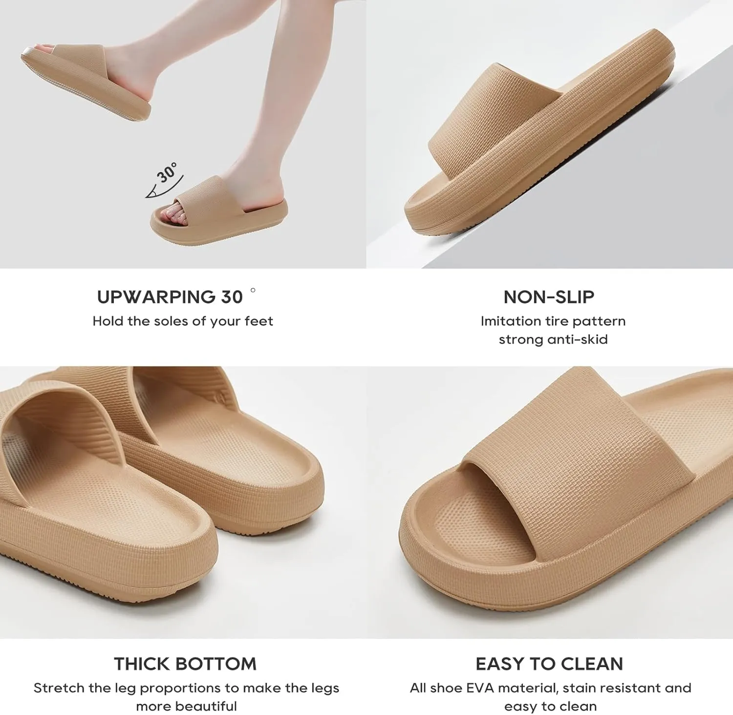 UTUNE Cloud Slides for Women Men Pillow Slippers Non-Slip Bathroom Shower Sandals Soft Thick Sole Indoor and Outdoor Slides