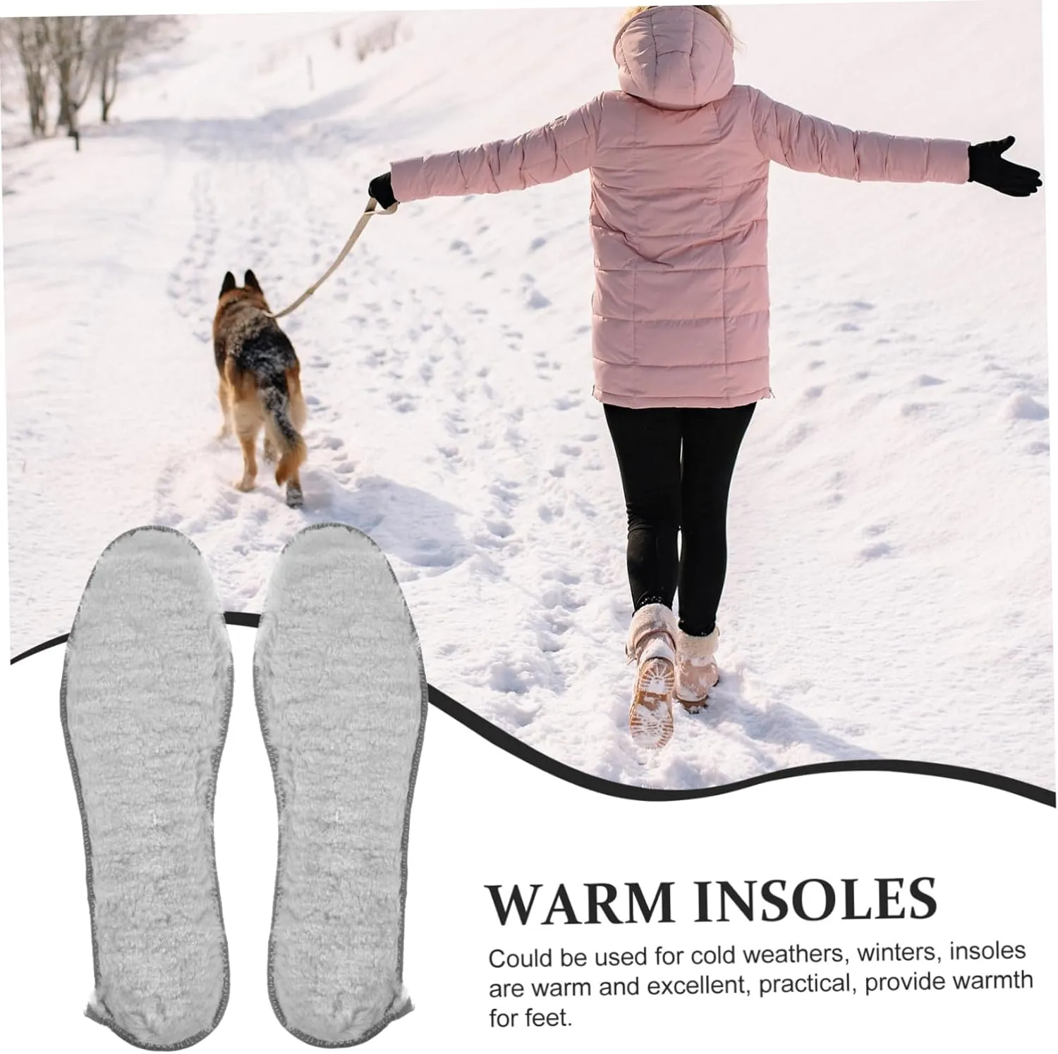 VALICLUD 4 Pairs Winter Thermal Insoles Plush Boot Liners for Boots and Outdoor Activities Nonslip Shoe Inserts for Work Ergonomic Cushioning