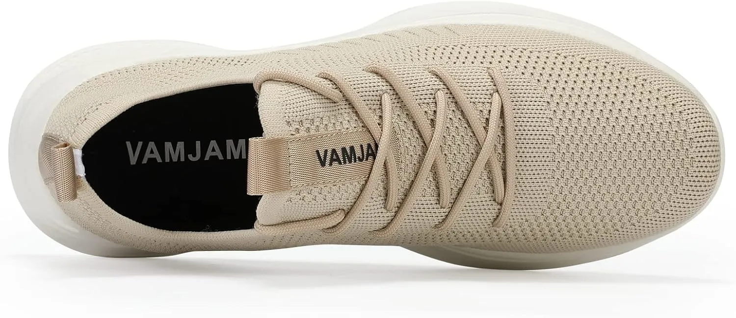 VAMJAM Men's Running Shoes Fashion Sneakers Lightweight Breathable Flying Knitting Lace Up Mesh Walking Shoes Workout Casual Sports Shoes