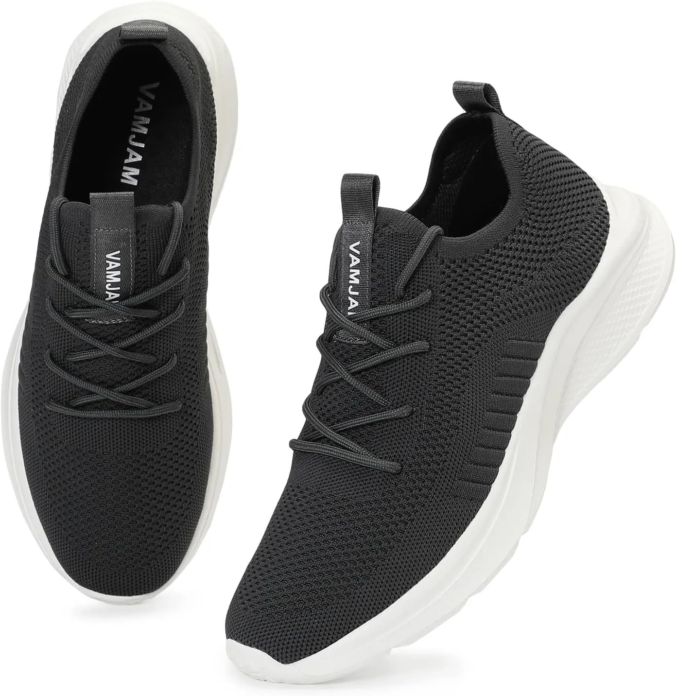 VAMJAM Men's Running Shoes Fashion Sneakers Lightweight Breathable Flying Knitting Lace Up Mesh Walking Shoes Workout Casual Sports Shoes