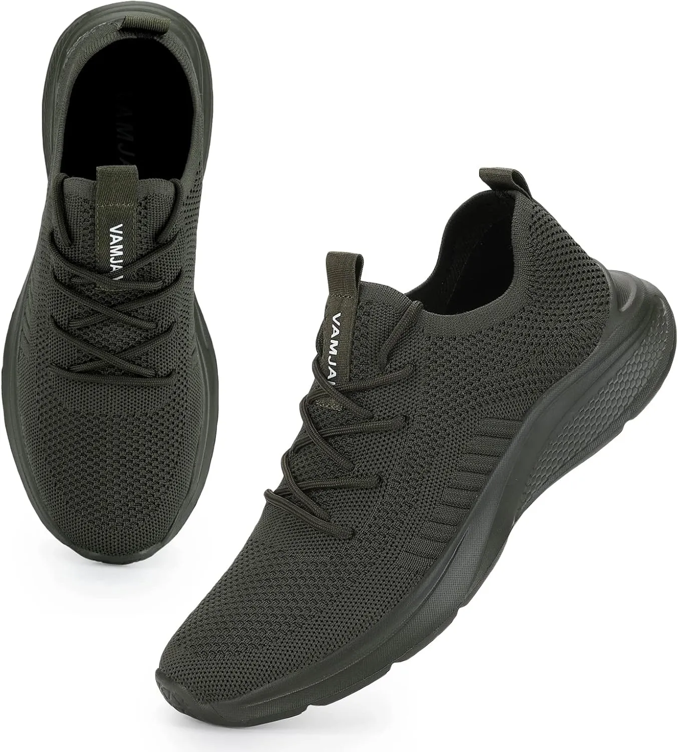 VAMJAM Men's Running Shoes Fashion Sneakers Lightweight Breathable Flying Knitting Lace Up Mesh Walking Shoes Workout Casual Sports Shoes