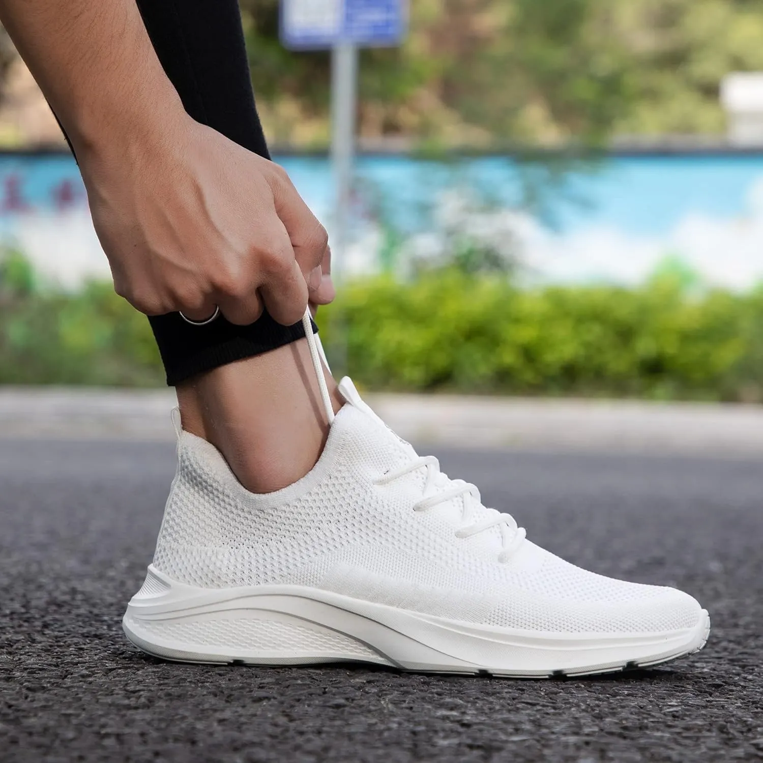 VAMJAM Men's Running Shoes Fashion Sneakers Lightweight Breathable Flying Knitting Lace Up Mesh Walking Shoes Workout Casual Sports Shoes