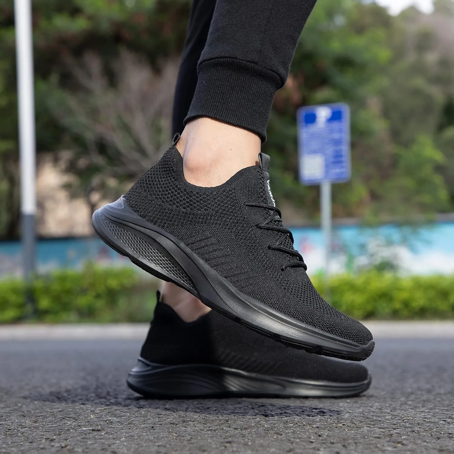 VAMJAM Men's Running Shoes Fashion Sneakers Lightweight Breathable Flying Knitting Lace Up Mesh Walking Shoes Workout Casual Sports Shoes