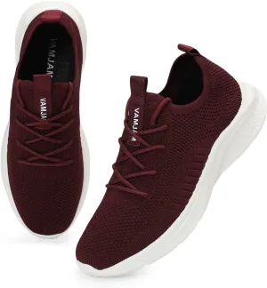 VAMJAM Men's Running Shoes Fashion Sneakers Lightweight Breathable Flying Knitting Lace Up Mesh Walking Shoes Workout Casual Sports Shoes