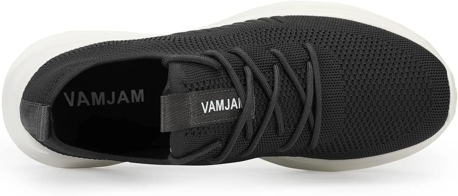 VAMJAM Men's Running Shoes Fashion Sneakers Lightweight Breathable Flying Knitting Lace Up Mesh Walking Shoes Workout Casual Sports Shoes