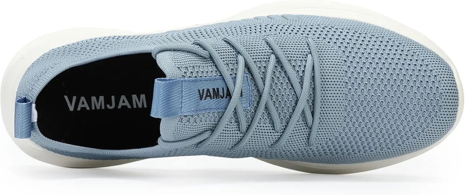 VAMJAM Men's Running Shoes Fashion Sneakers Lightweight Breathable Flying Knitting Lace Up Mesh Walking Shoes Workout Casual Sports Shoes