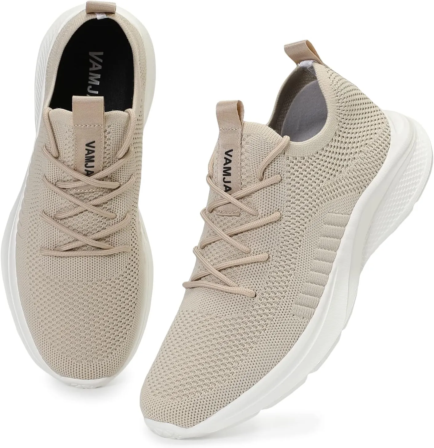 VAMJAM Men's Running Shoes Fashion Sneakers Lightweight Breathable Flying Knitting Lace Up Mesh Walking Shoes Workout Casual Sports Shoes
