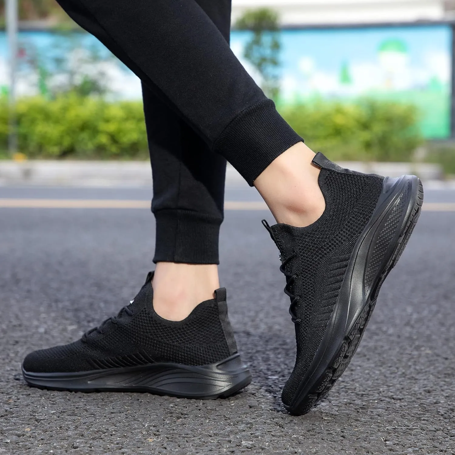 VAMJAM Men's Running Shoes Fashion Sneakers Lightweight Breathable Flying Knitting Lace Up Mesh Walking Shoes Workout Casual Sports Shoes
