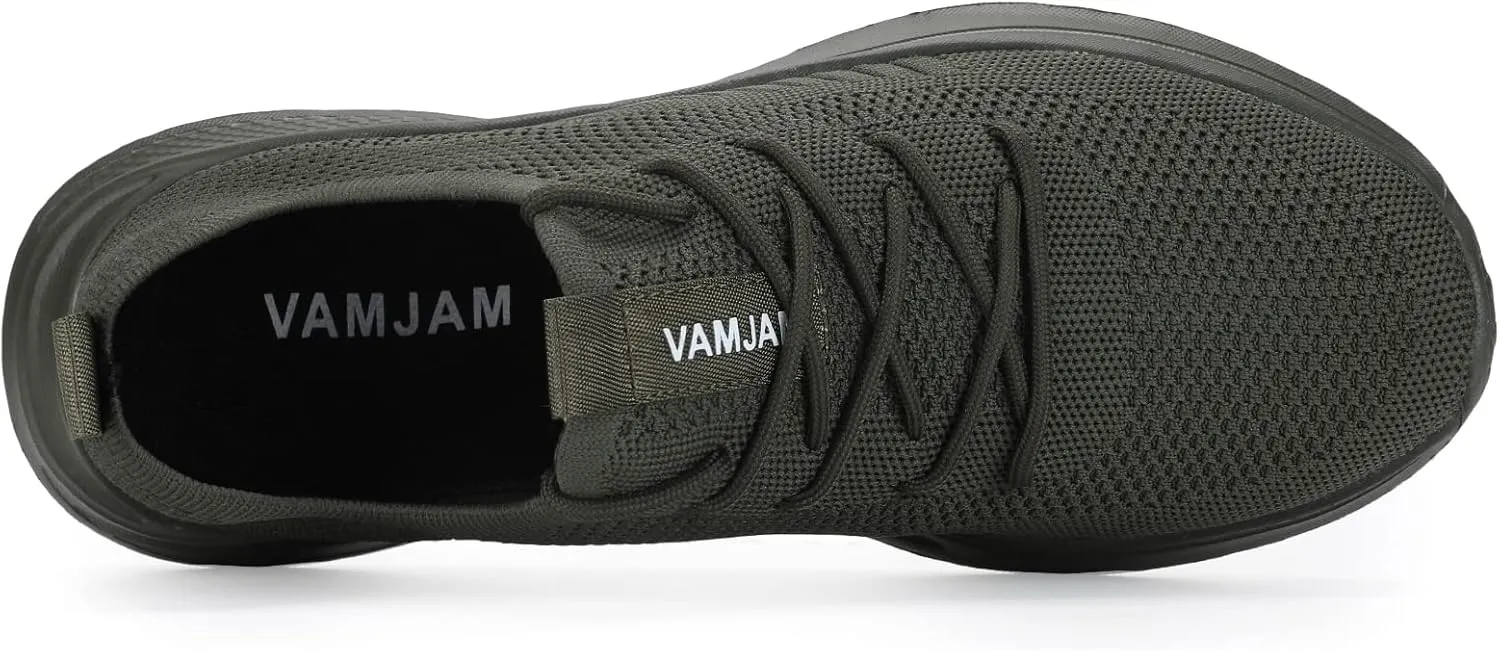 VAMJAM Men's Running Shoes Fashion Sneakers Lightweight Breathable Flying Knitting Lace Up Mesh Walking Shoes Workout Casual Sports Shoes