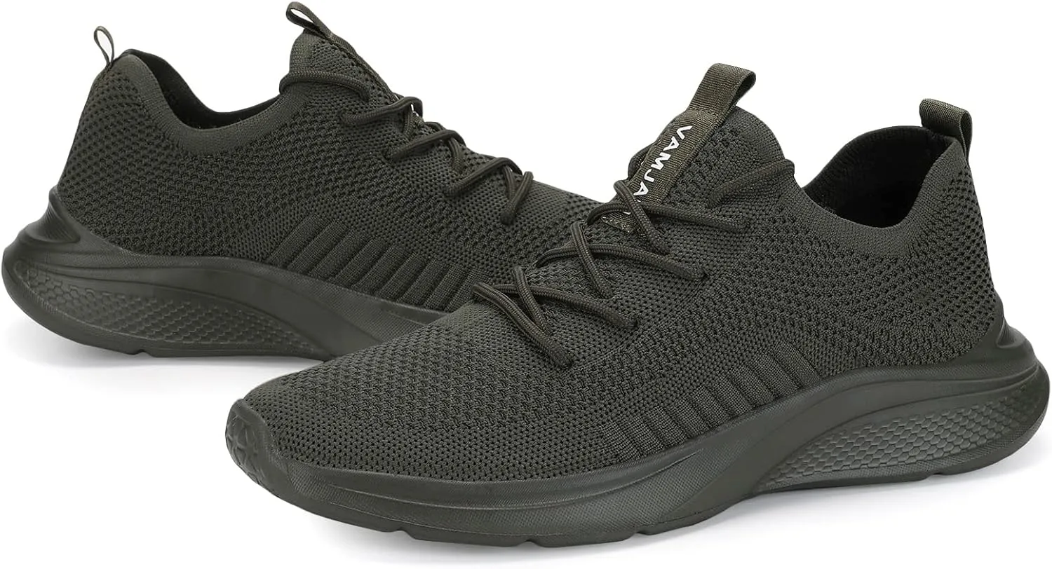 VAMJAM Men's Running Shoes Fashion Sneakers Lightweight Breathable Flying Knitting Lace Up Mesh Walking Shoes Workout Casual Sports Shoes