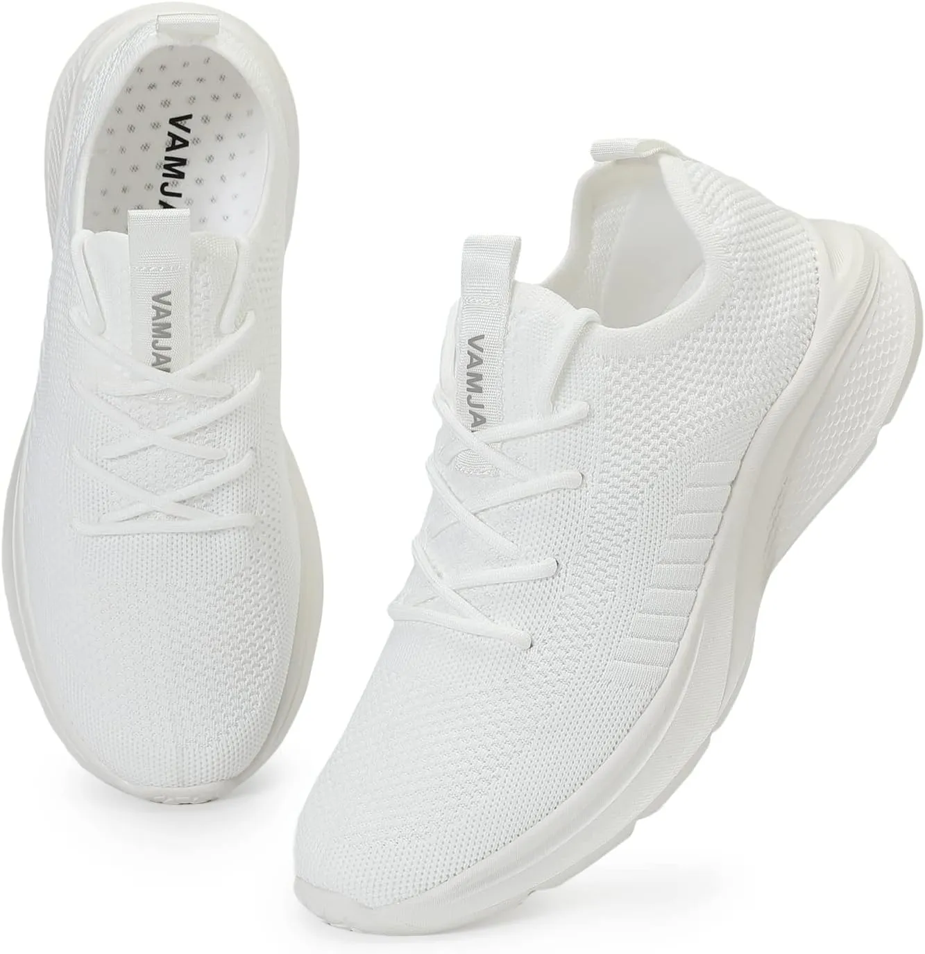 VAMJAM Men's Running Shoes Fashion Sneakers Lightweight Breathable Flying Knitting Lace Up Mesh Walking Shoes Workout Casual Sports Shoes
