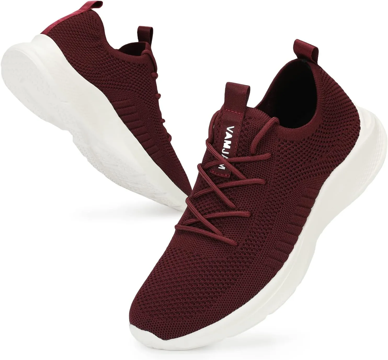 VAMJAM Men's Running Shoes Fashion Sneakers Lightweight Breathable Flying Knitting Lace Up Mesh Walking Shoes Workout Casual Sports Shoes