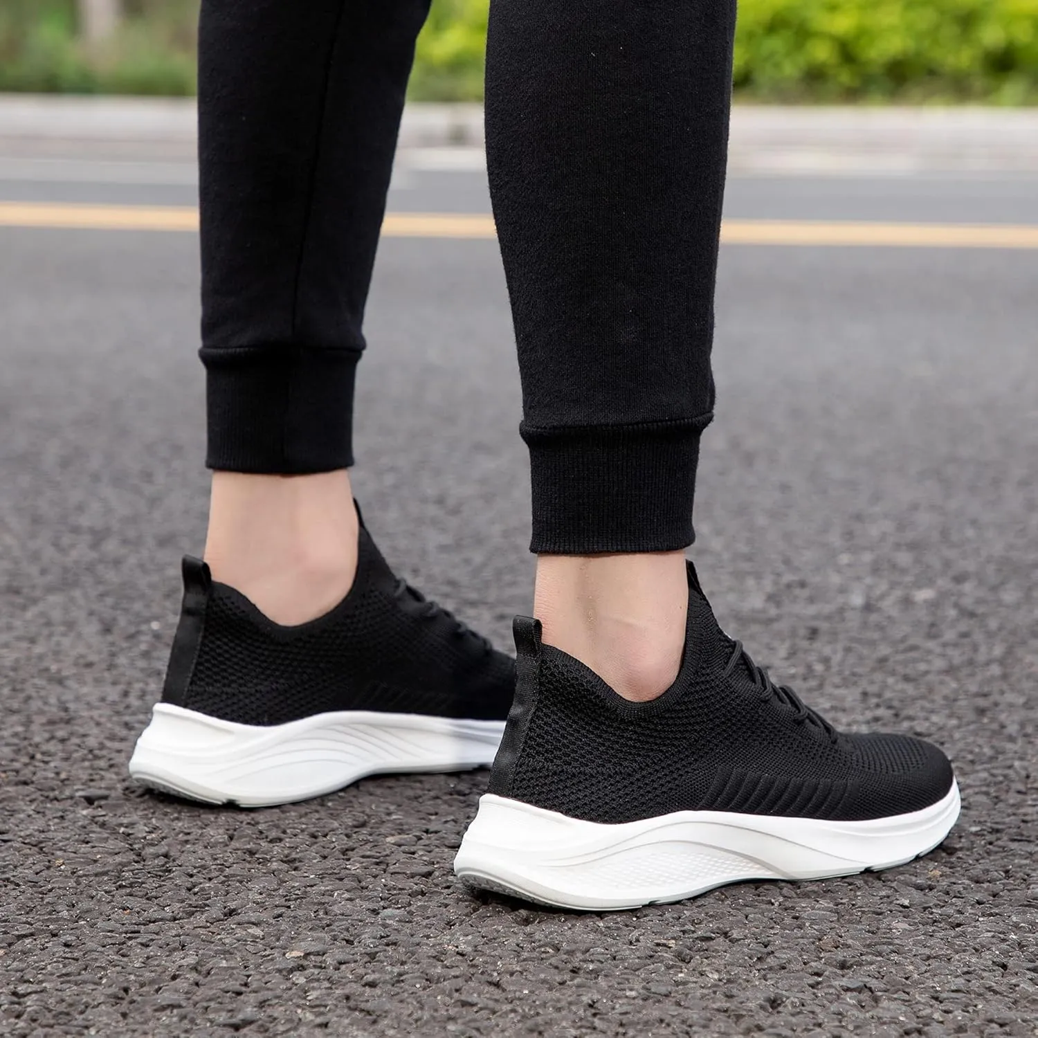 VAMJAM Men's Running Shoes Fashion Sneakers Lightweight Breathable Flying Knitting Lace Up Mesh Walking Shoes Workout Casual Sports Shoes