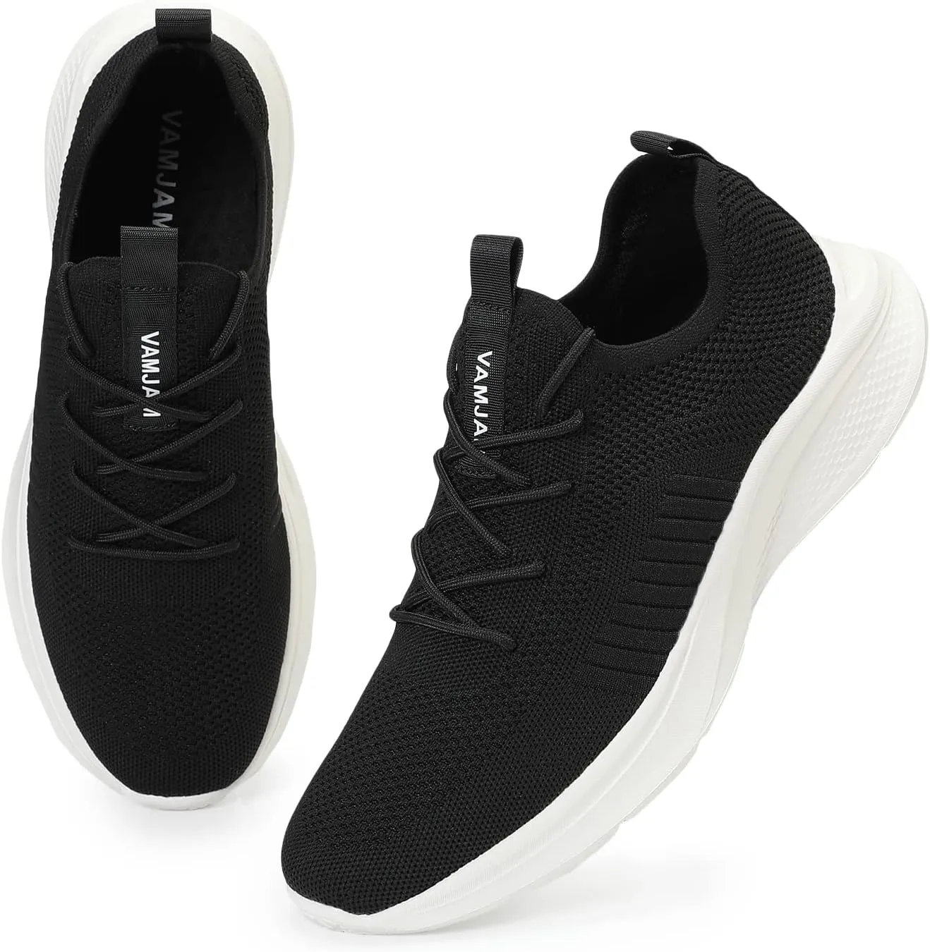 VAMJAM Men's Running Shoes Fashion Sneakers Lightweight Breathable Flying Knitting Lace Up Mesh Walking Shoes Workout Casual Sports Shoes