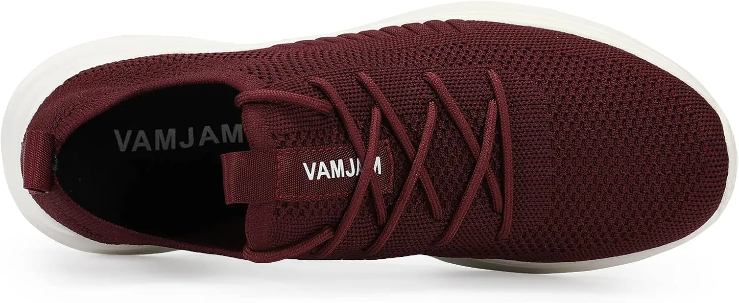 VAMJAM Men's Running Shoes Fashion Sneakers Lightweight Breathable Flying Knitting Lace Up Mesh Walking Shoes Workout Casual Sports Shoes